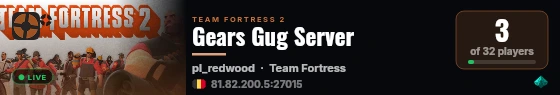 Gears Gug Server live status badge