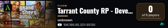Tarrant County RP - Development live status badge