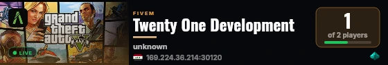 Twenty One Development live status badge