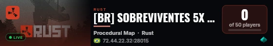[BR] SOBREVIVENTES 5X | KITS | CLANS | TP live status badge