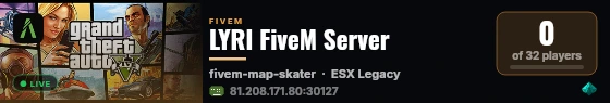 LYRI FiveM Server live status badge
