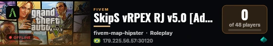 SkipS vRPEX RJ v5.0 [Adquira a sua em: discord.gg/vek5Wap7jg] live status badge
