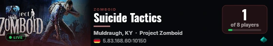 Suicide Tactics live status badge