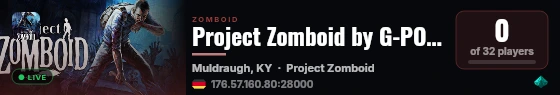 Project Zomboid by G-PORTAL.com live status badge