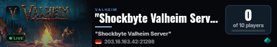 "Shockbyte Valheim Server" live status badge