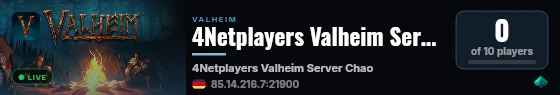 4Netplayers Valheim Server Chaos live status badge