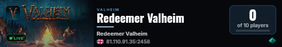 Redeemer Valheim live status badge