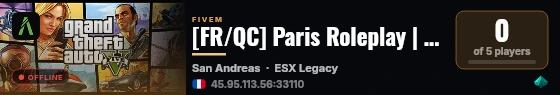 [FR/QC] Paris Roleplay | Staff Actif | Économie Réaliste live status badge