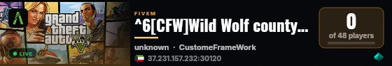 ^6[CFW]Wild Wolf county RP ^5مقاطعة وايلد وولف  live status badge