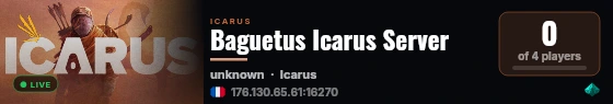 Baguetus Icarus Server live status badge