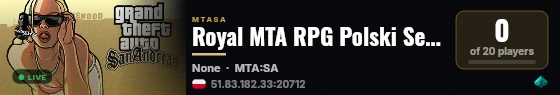 Royal MTA RPG Polski Serwer średnie Wysokie zarobki live status badge