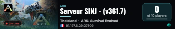 Serveur SINJ - (v361.7) live status badge