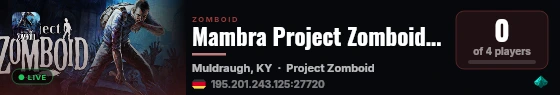 Mambra Project Zomboid Server live status badge