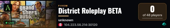 District Roleplay BETA live status badge