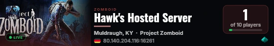 Hawk's Hosted Server live status badge