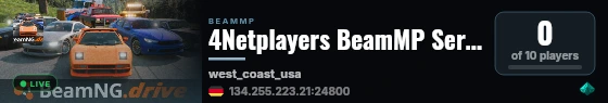 4Netplayers BeamMP Server live status badge