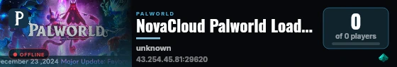 NovaCloud Palworld Loader Physical live status badge