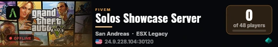 Solos Showcase Server live status badge