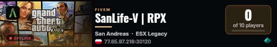 SanLife-V | RPX live status badge