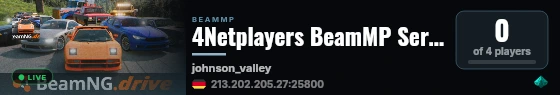 4Netplayers BeamMP Server live status badge