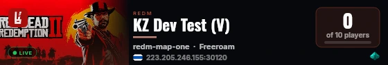 KZ Dev Test (V) live status badge