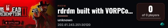 rdrdm built with VORPCore! live status badge