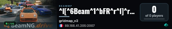 ^l[^6Beam^1^bFR^r^l]^r^l|^r ^l^6Gridmap^r ^l|^r 🚙^c^lFreeroam^r^l/^r^l^bTraining^r🚗 ^l^aVANILLA^r^l^5 Discord : ^nBCujGVC live status badge