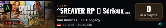 ^5REAVER RP ‖ Sérieux ‖ Semi WL💙 live status badge