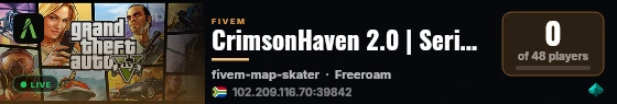 CrimsonHaven 2.0 | Serious Roleplay 2.0 live status badge