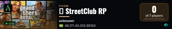 🏁 StreetClub RP 🏁 live status badge