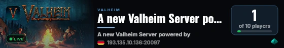 A new Valheim Server powered by Host-Unlimited.de live status badge