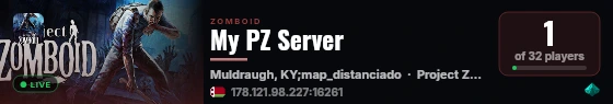My PZ Server - powered by Sophie live status badge