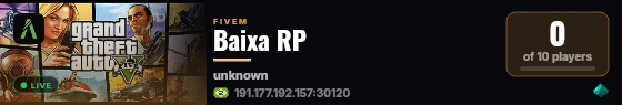 Baixa RP Teste live status badge