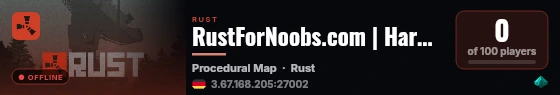 RustForNoobs.com | Hardcore Survival | Just Wiped live status badge