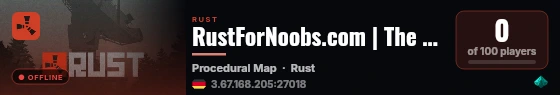 RustForNoobs.com | The Wasteland Legends | Just Wiped live status badge