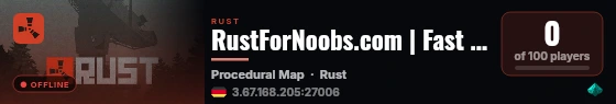 RustForNoobs.com | Fast Craft Madness | Just Wiped live status badge