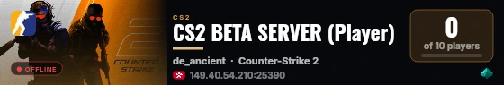 CS2 BETA SERVER (Player) live status badge