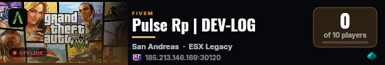 Pulse Rp | DEV-LOG live status badge