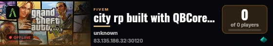 city rp built with QBCore Framework by JericoFx & Kakarot & Hamy! live status badge