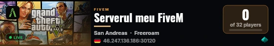 Serverul meu FiveM live status badge