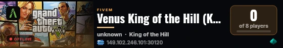 Venus King of the Hill (KOTH) live status badge