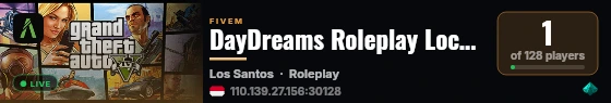 DayDreams Roleplay Localhost live status badge