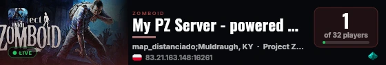 My PZ Server - powered by Sophie live status badge