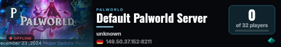 Default Palworld Server live status badge