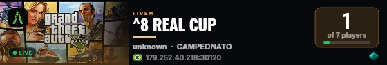^8 REAL CUP live status badge