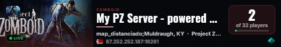 My PZ Server - powered by Sophie live status badge