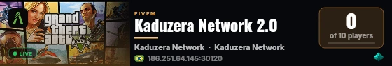 Kaduzera Network 2.0 live status badge