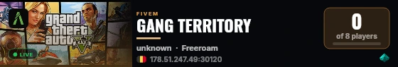 Gang Territory live status badge