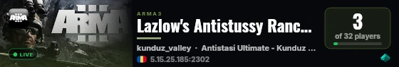 Lazlow's Antistussy Ranch - AU Kuduz River RHS ACE QoL live status badge