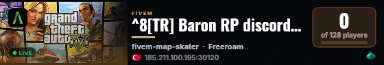 ^8[TR] Baron RP discord.gg/baronrp ^8 ^4^4 live status badge